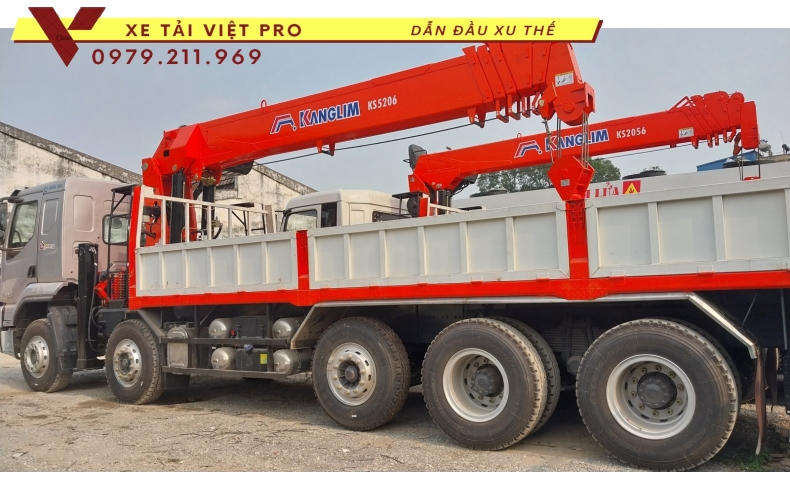 Xe tải Chenglong 5 chân gắn cẩu Kanglim 15 tấn