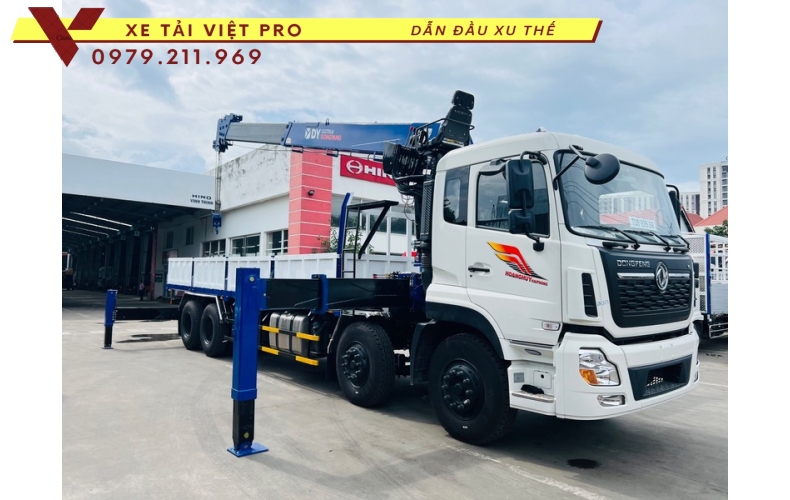 Đánh giá xe tải Dongfeng 4 chân gắn cẩu Dongyang 12 tấn