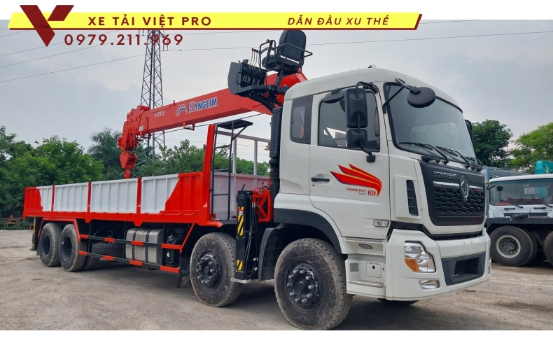 Xe tải Dongfeng 4 chân gắn cẩu Kanglim 15 tấn 6 đốt