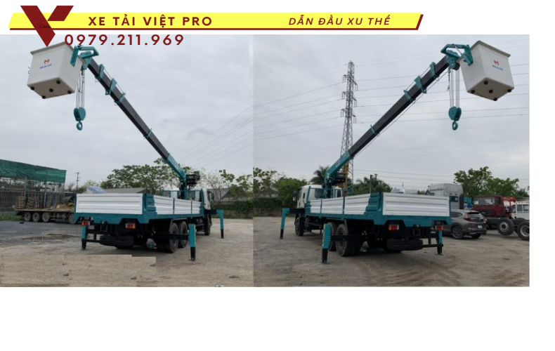 Xe Isuzu 3 chân gắn cẩu Hyundai 7 tấn