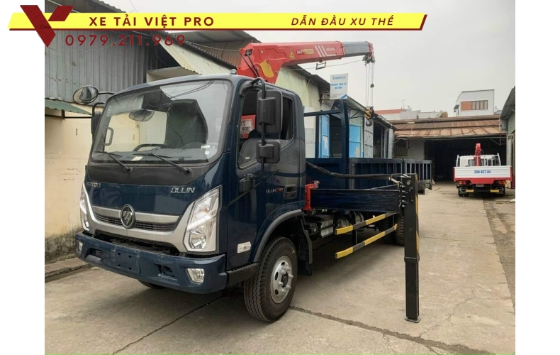 Xe tải thaco Ollin S120 gắn cẩu Unic 3 tấn